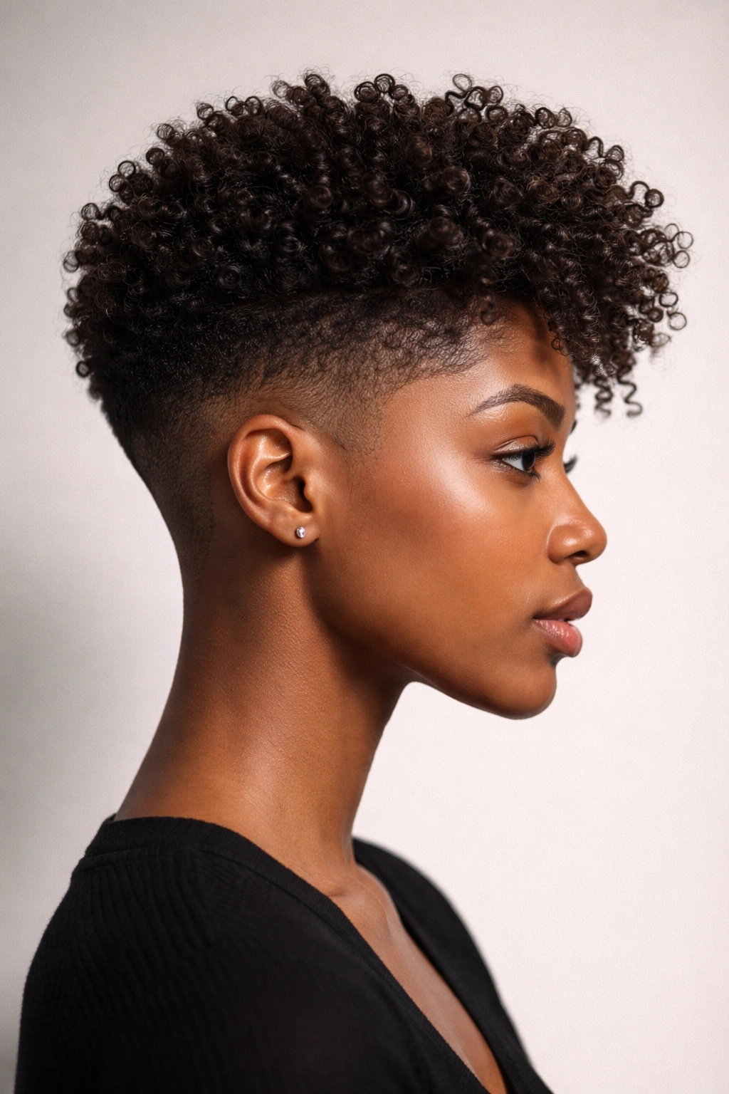 Side profile of Tapered Undercut for Coily Hair showing defined coils