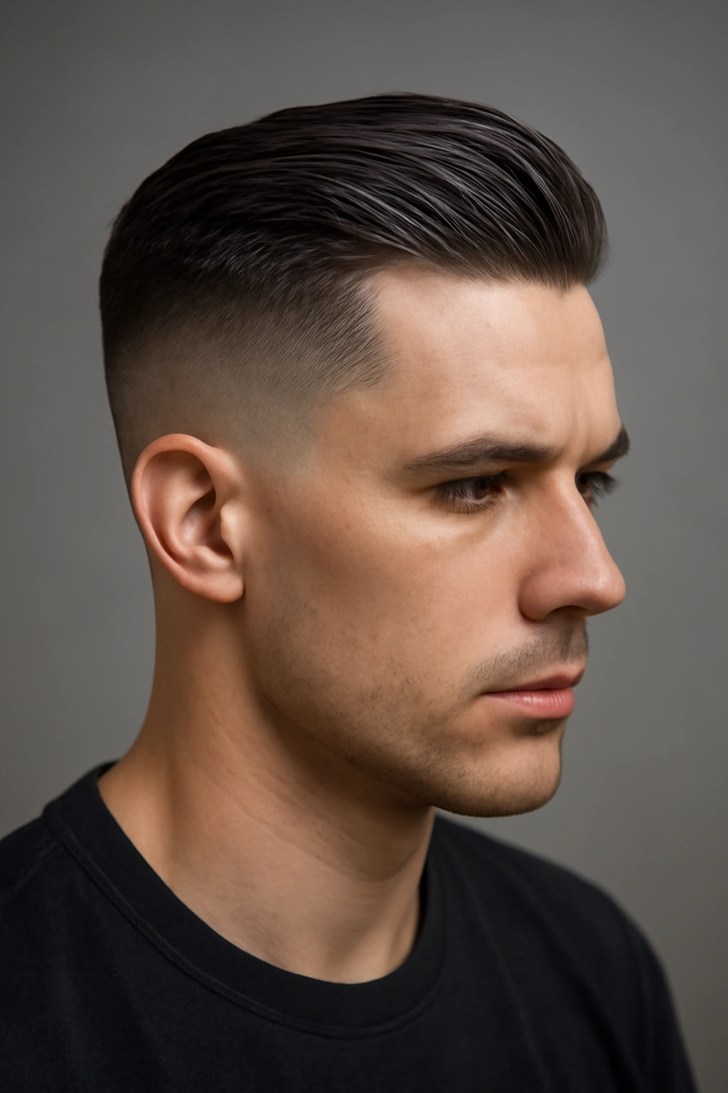10 Quick Short Hairstyles for Busy Mornings 7 Portrait of a man with a tapered undercut and slicked-back top