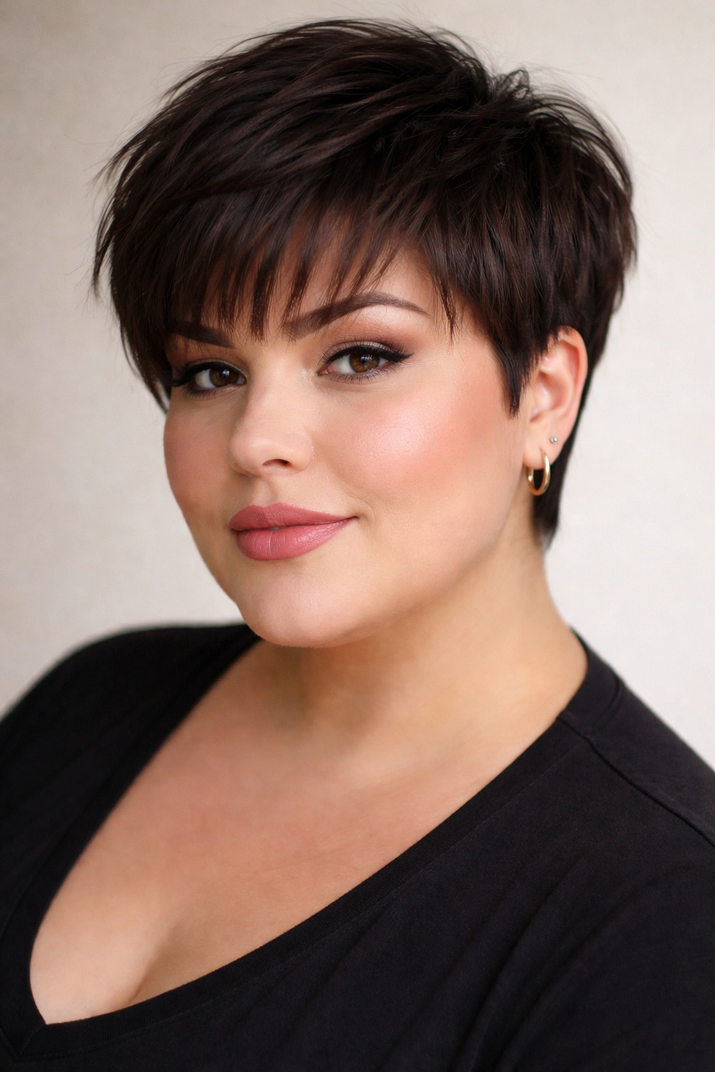 Portrait of a person with a tapered cut and wispy bangs.