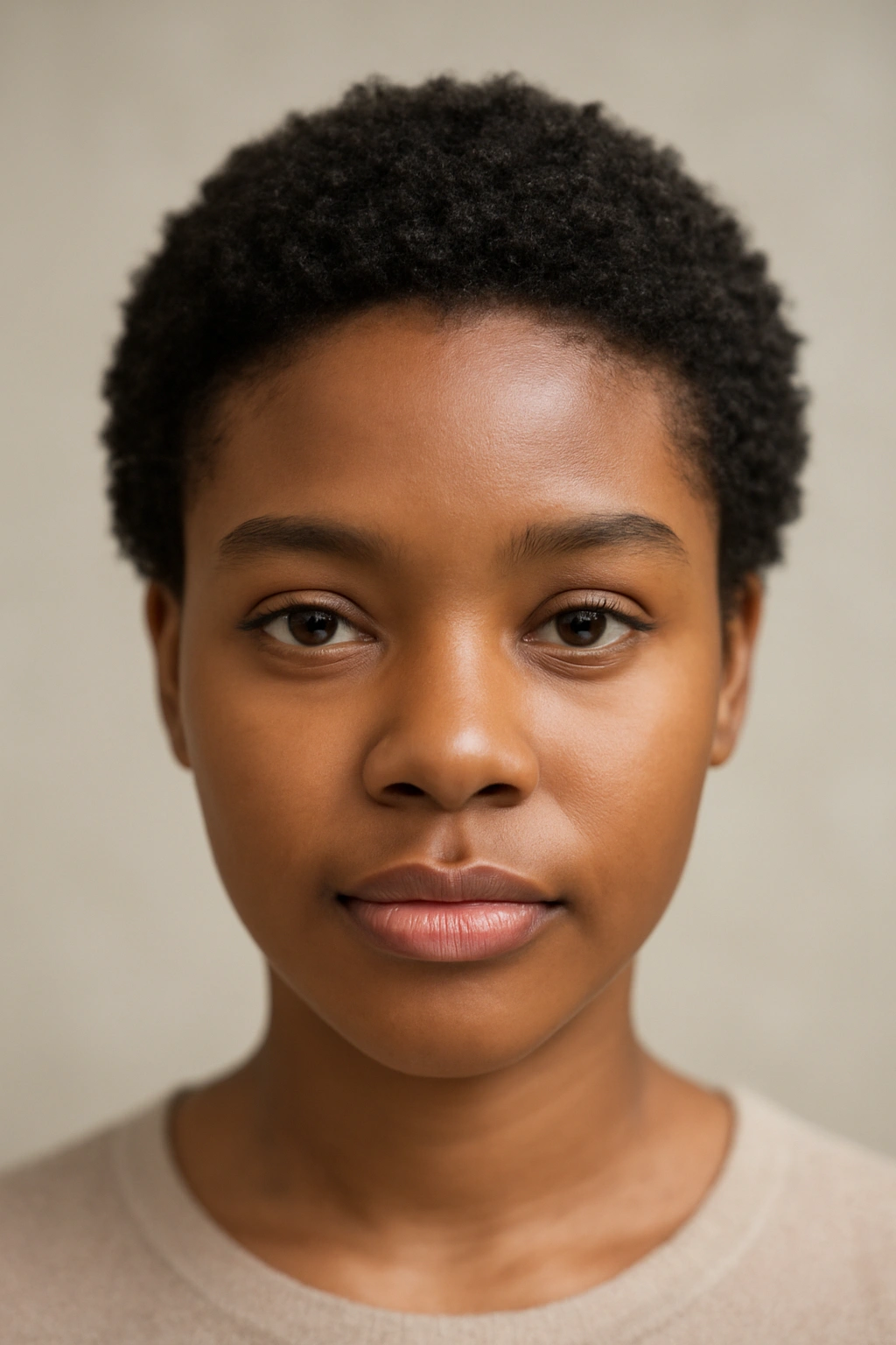 12 Short Curly Natural Hairstyles for Black Women 6 Close-up of a Black woman with a very short Teeny Weeny Afro showing natural shrinkage