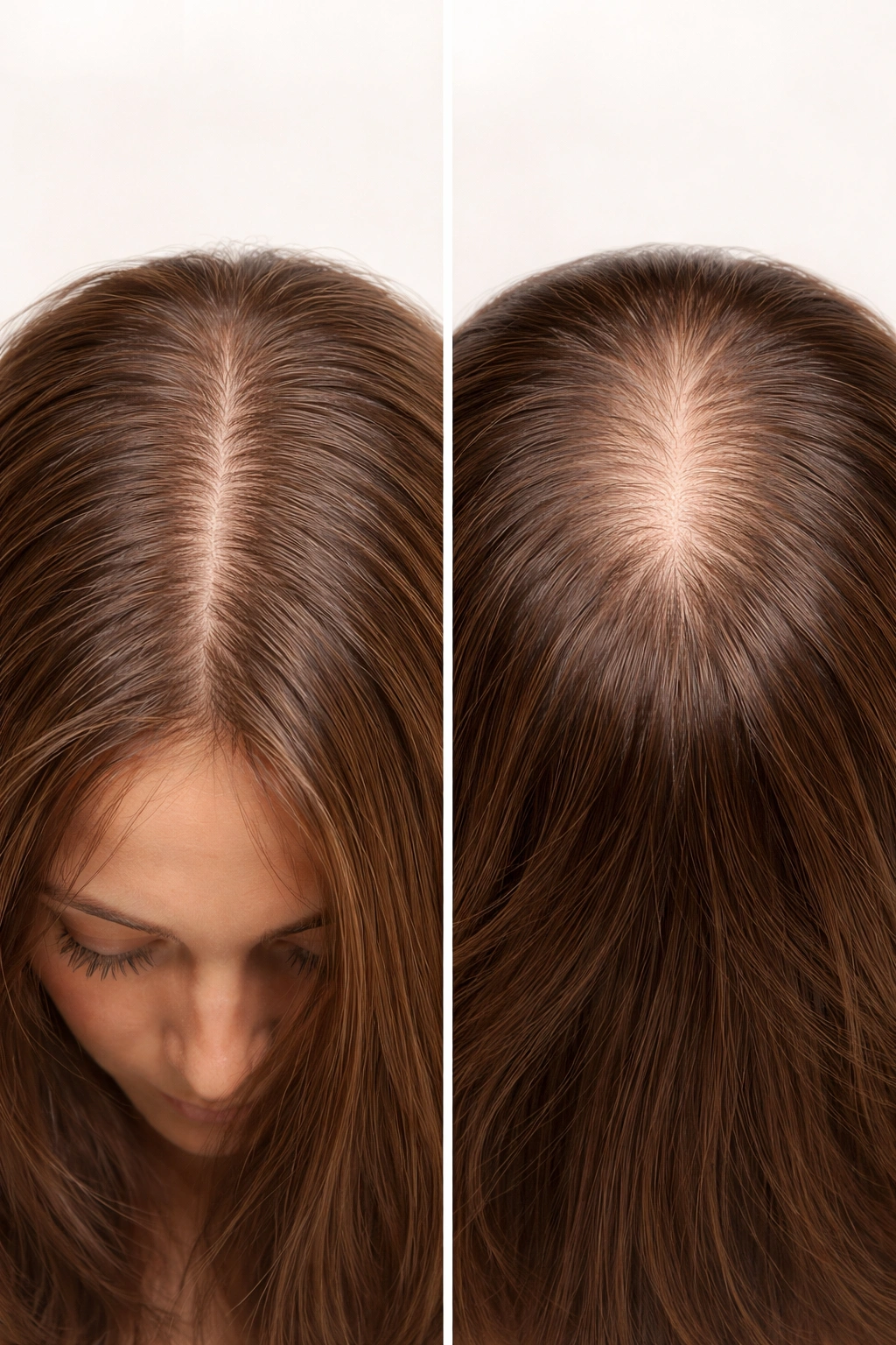 Abstract depiction of two hair loss patterns around a scalp
