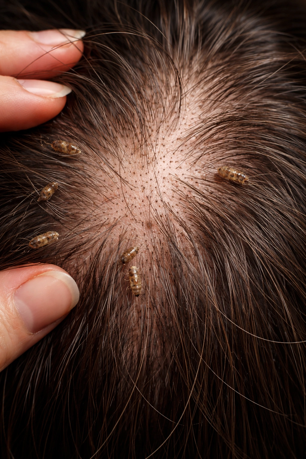Thinning scalp with exposed follicles and shedding hairs