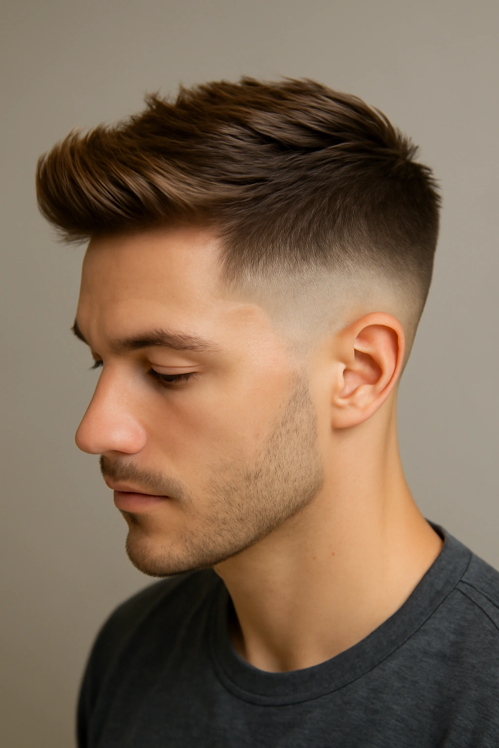 12 Short Ombre Haircuts With a Perfectly Blended Fade 6 Portrait of temple fade with brunette-to-blonde ombre