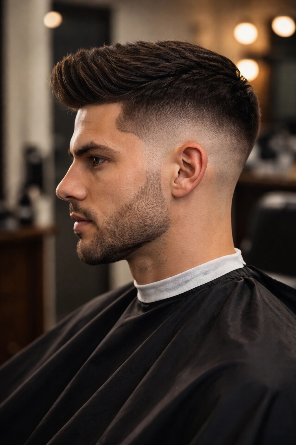 10 Temp Fade Haircuts For A Clean Sharp Look 1 Close-up of Classic Temple Fade showing smooth blend at temple with sideburns