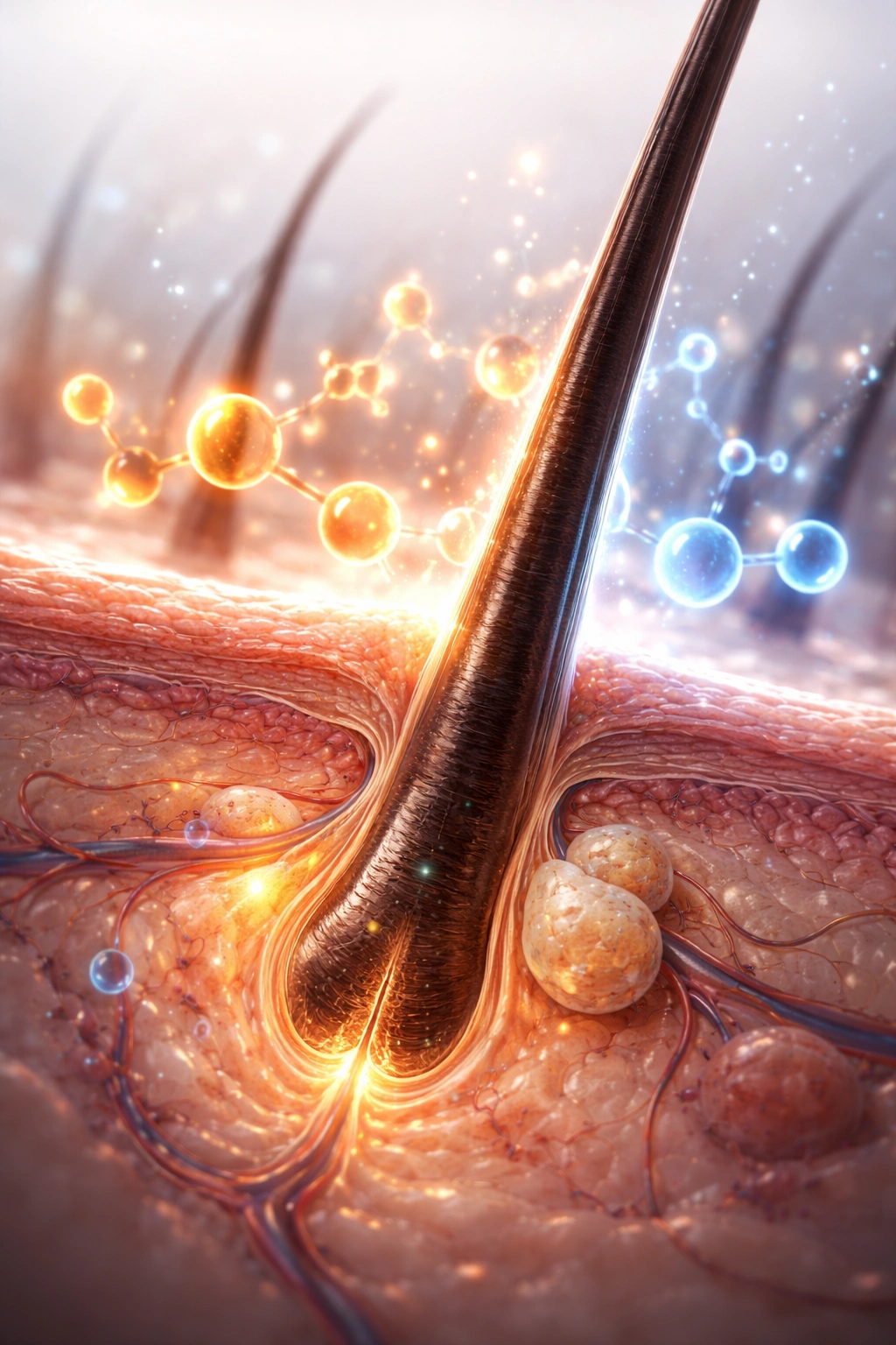 Hair follicle cross-section in scalp tissue