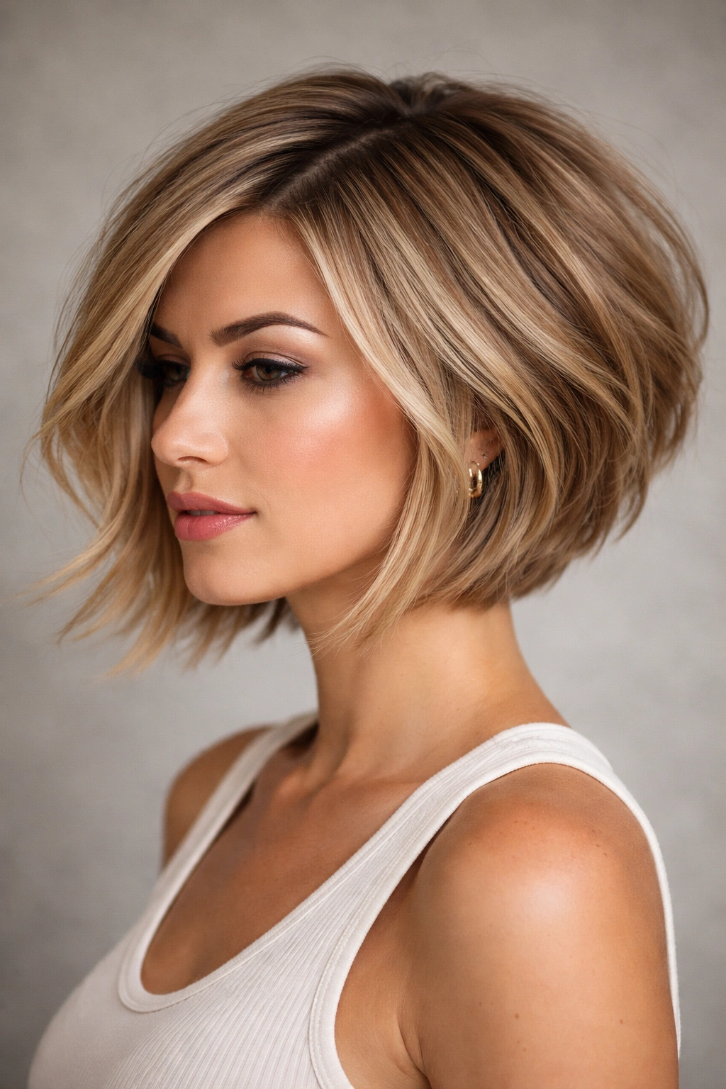 18 Stacked Bob Styles From Short To Medium Length 8 Angled textured stacked bob with short back and longer front showing movement