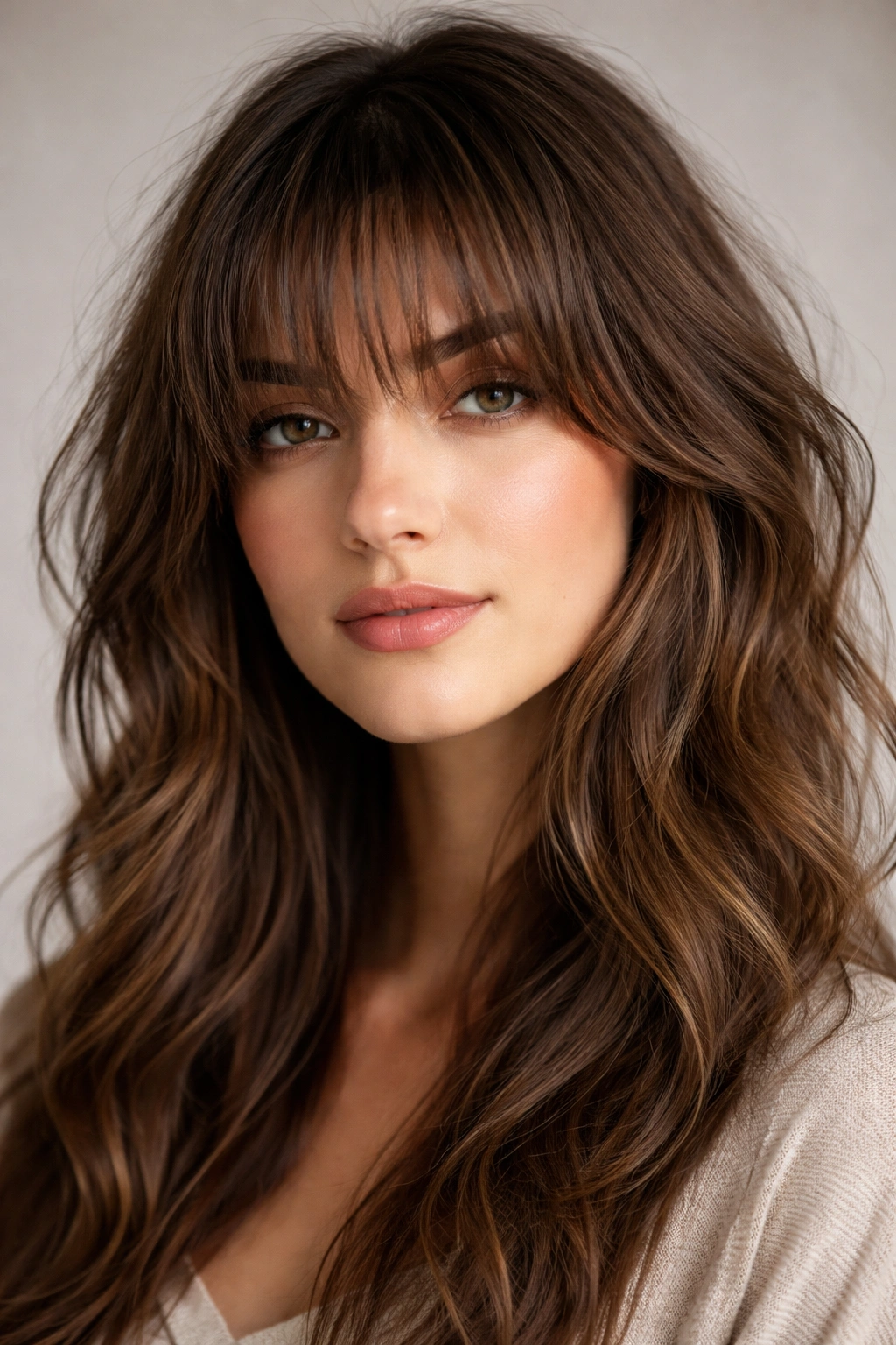 Close-up of textured messy bangs with natural movement
