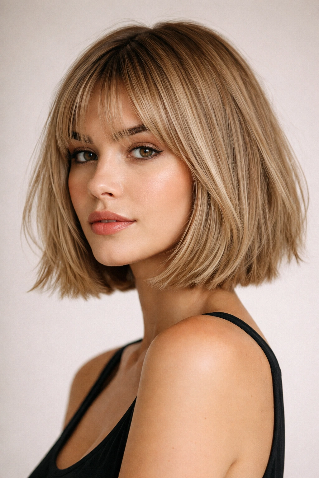 12 French Cut Hairstyles That Look Effortlessly Chic 8 Close-up of a shoulder-length textured bob with choppy ends.