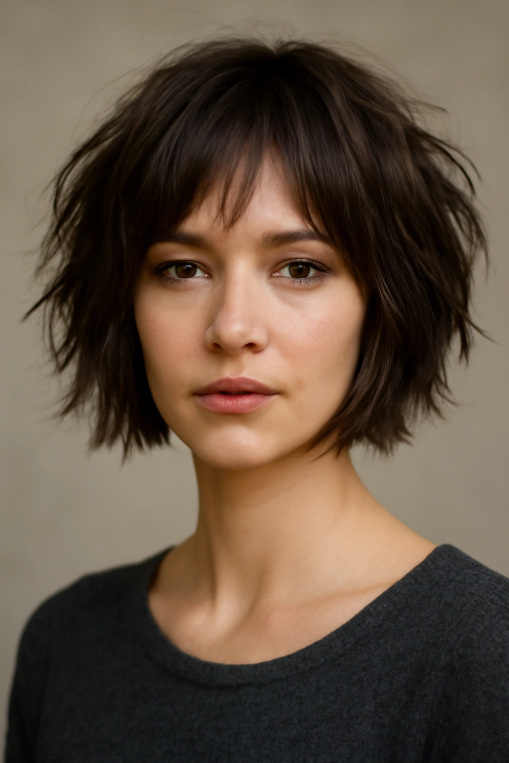 20 Layered Styles That Instantly Elevate Your Look 10 Close-up of a chin-length textured bob with choppy layers