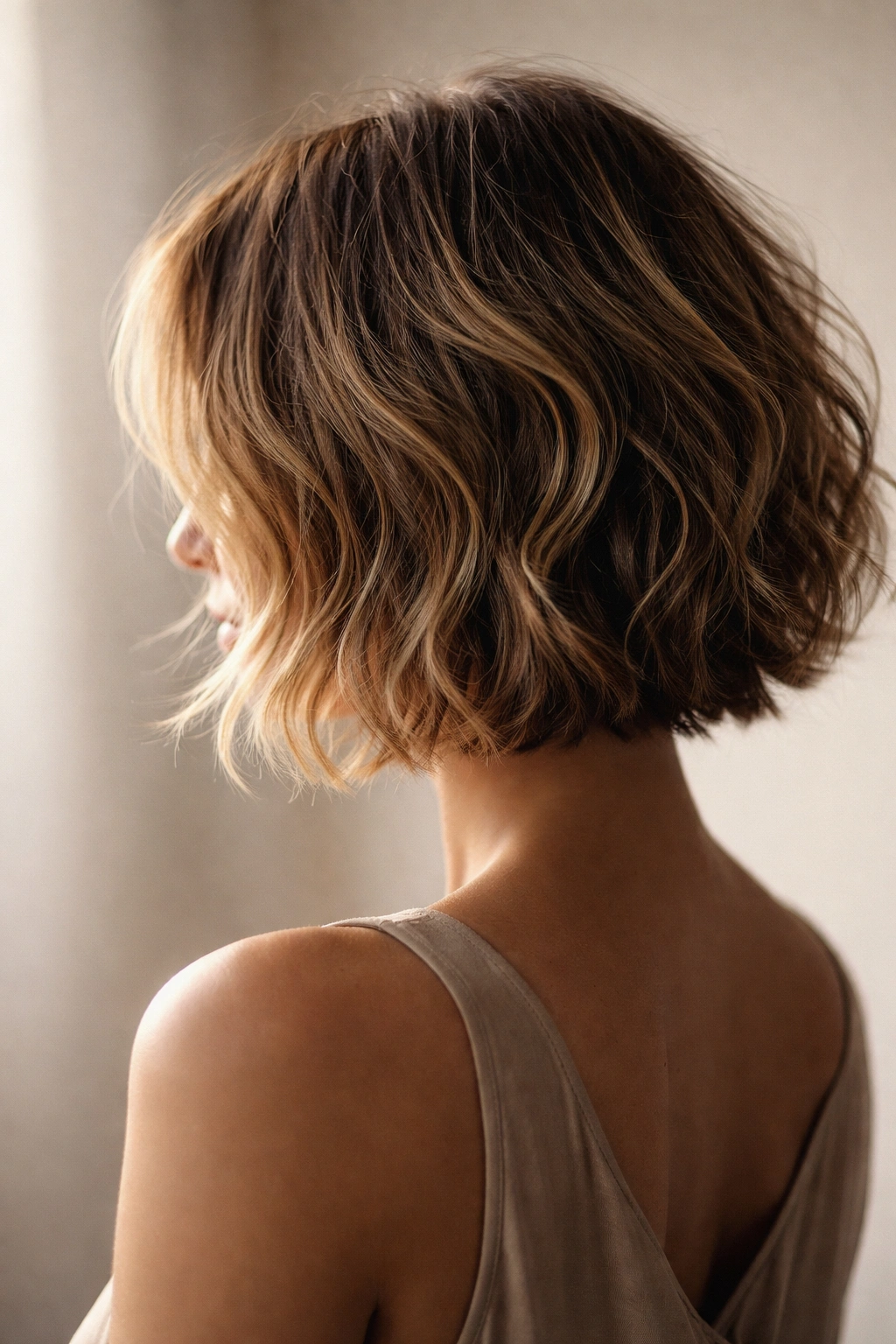 10 Textured Bob Haircuts With Natural Movement 11 Abstract silhouette of head with textured bob showing movement