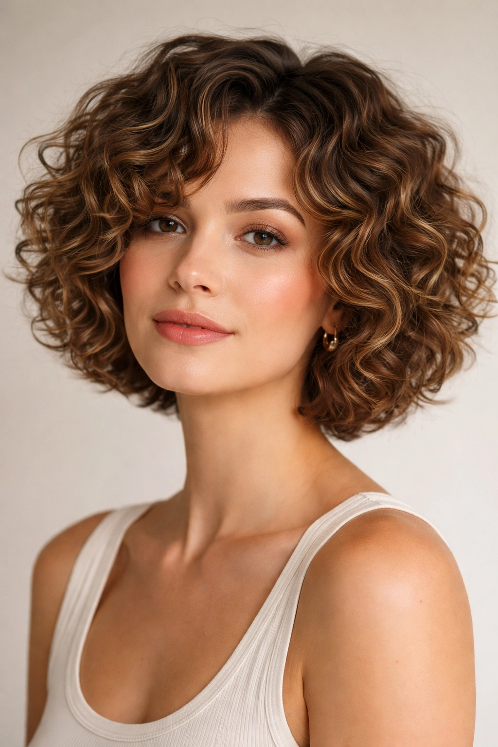 12 Short Curly Looks Suited To Every Curl Type 10 Portrait of a chin-length textured curly bob with defined layers