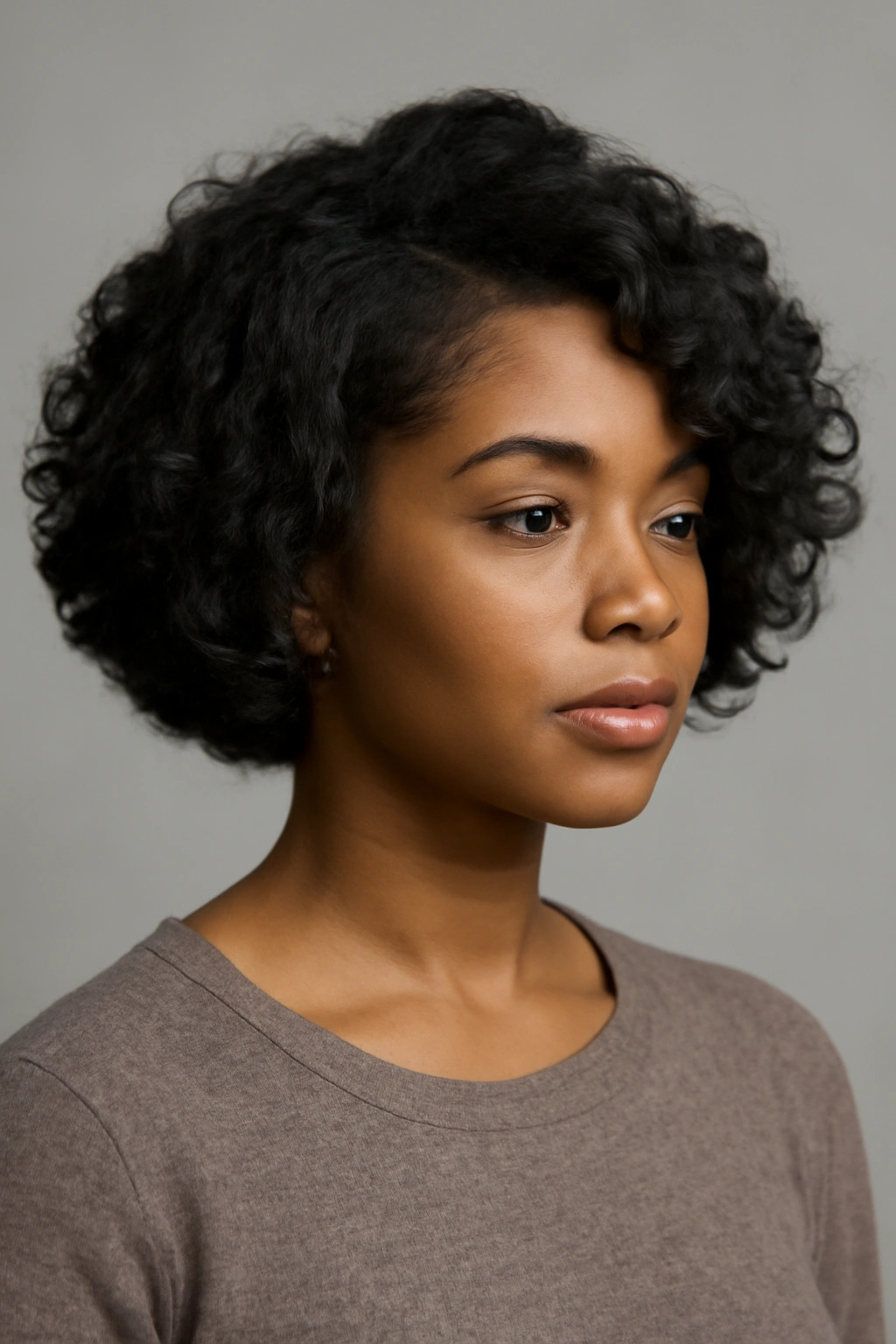 10 Short Flip Hairstyles for Black Women to Try 1 Close-up of a textured bob with flipped ends on curly hair, highlighting layers and curl pattern