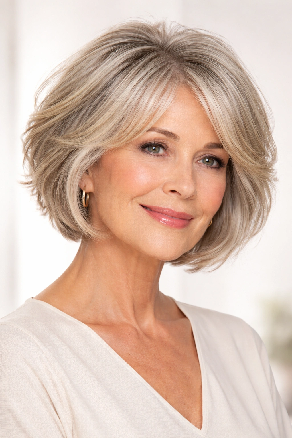 Chin-length textured bob with layered movement