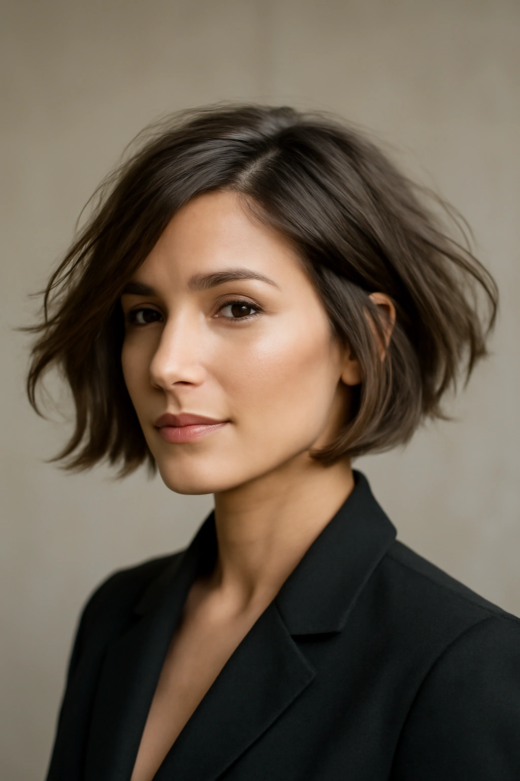 12 Polished Short Hairstyles for Women’s Job Interviews 4 Textured bob with interior layers showing movement and clean exterior