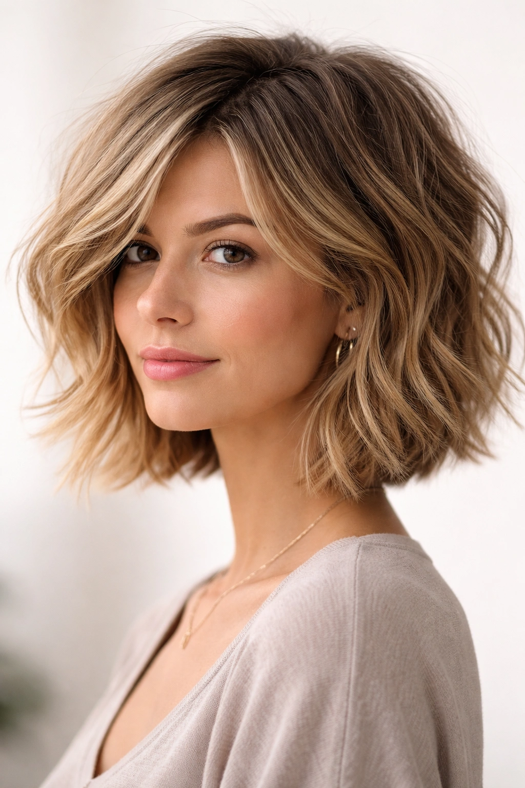 12 Travel Friendly Short Hairstyles That Pack Well 2 Textured bob hairstyle with collar-length layers and natural movement