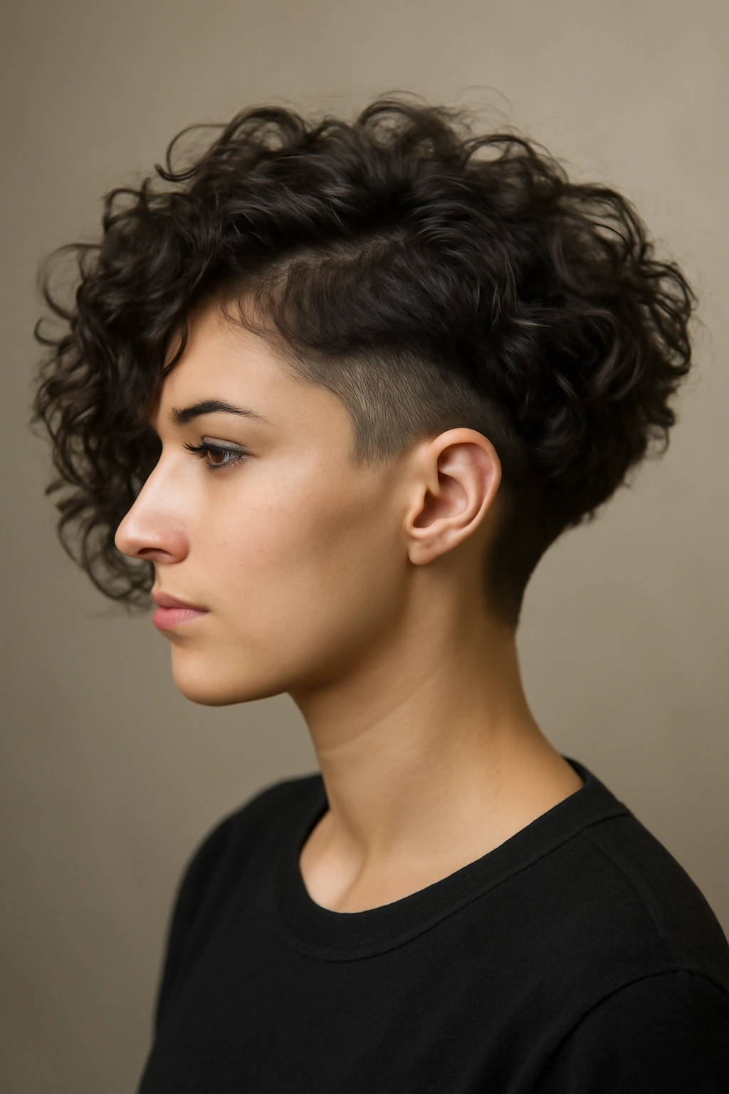 Portrait of The Textured Bob with Undercut Design showing textured top and nape undercut in studio