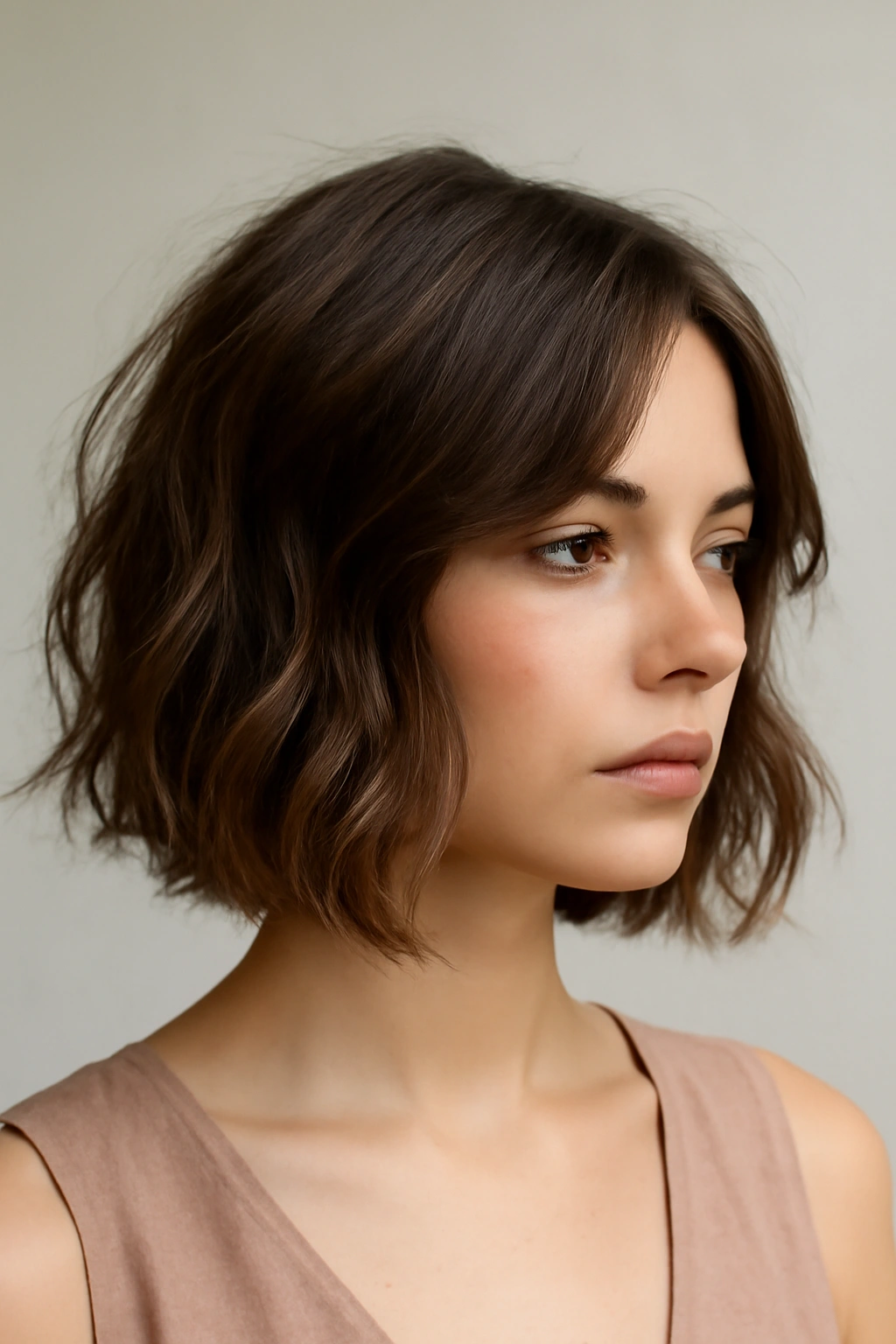 15 Short Hairstyles Any Bridesmaid Can Pull Off 1 Shoulder-length textured bob with soft waves and choppy layers.