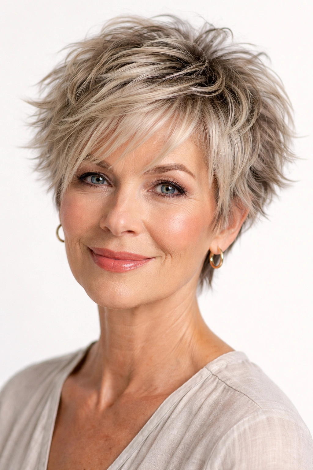 Close-up of textured crop with choppy ends showing volume and dimension
