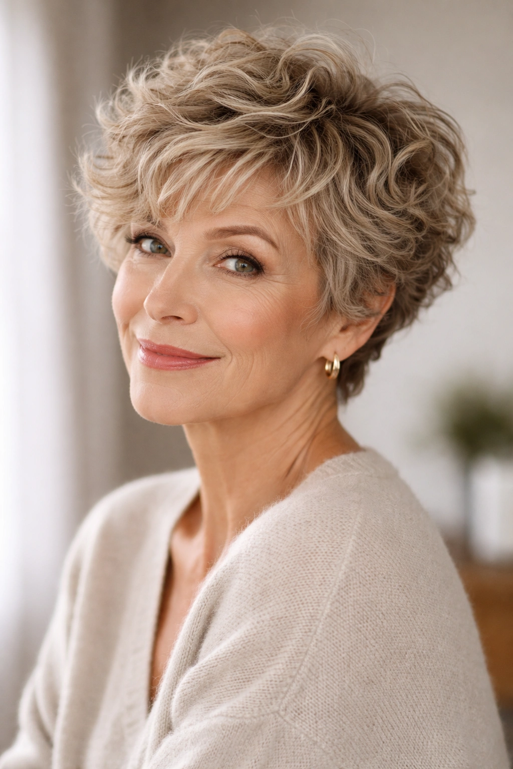 20 Volume Boosting Hairstyles For Older Women 15 Short textured crop with soft curls adding volume and movement