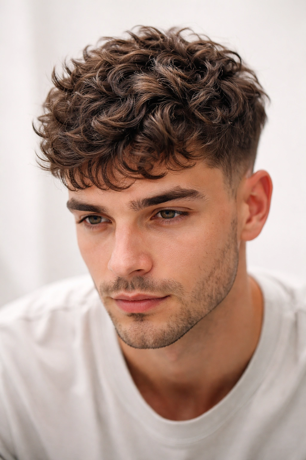 Textured crop cut on thick curls showing crisp layers