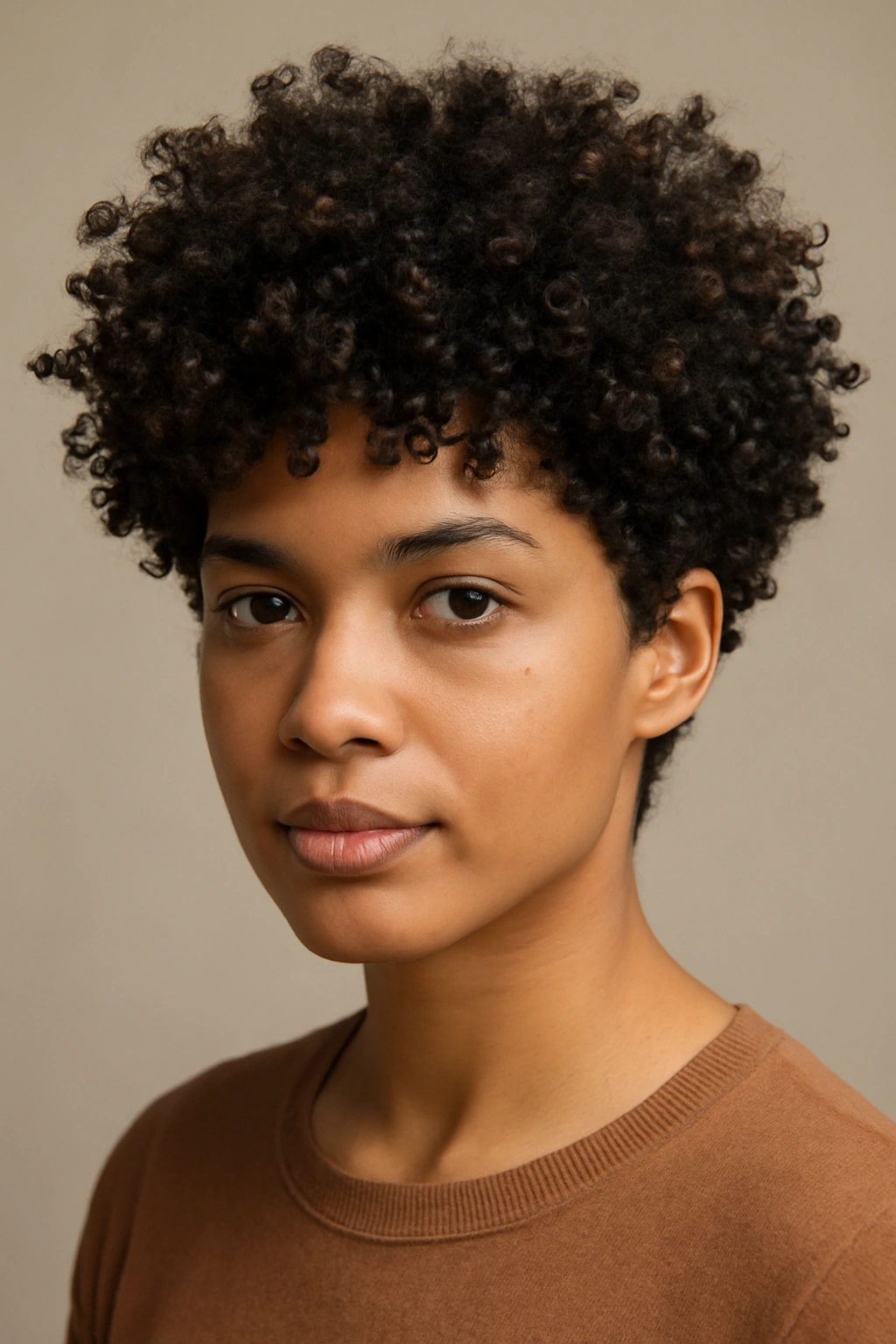 15 Wash and Wear Haircuts by Hair Texture 1 Close-up of a textured crop on curly hair showing volume and curl pattern