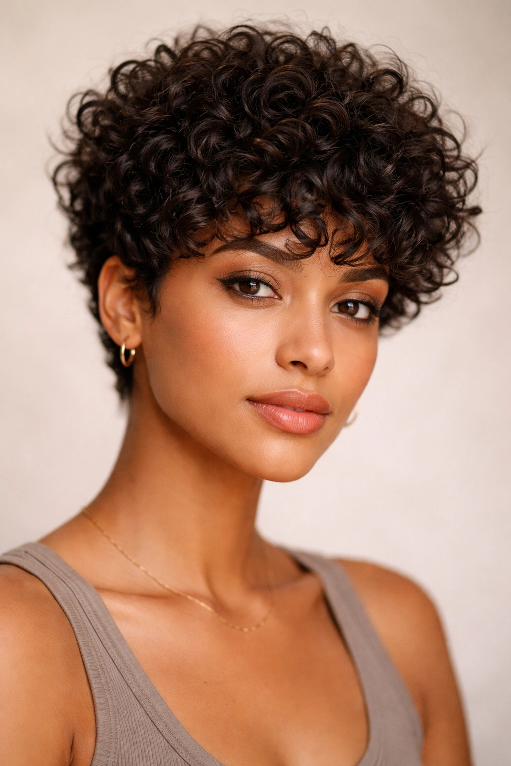 12 Short Haircuts For Type 3 Curly Hair To Try 5 Close-up of a textured crop showing curl definition and separation