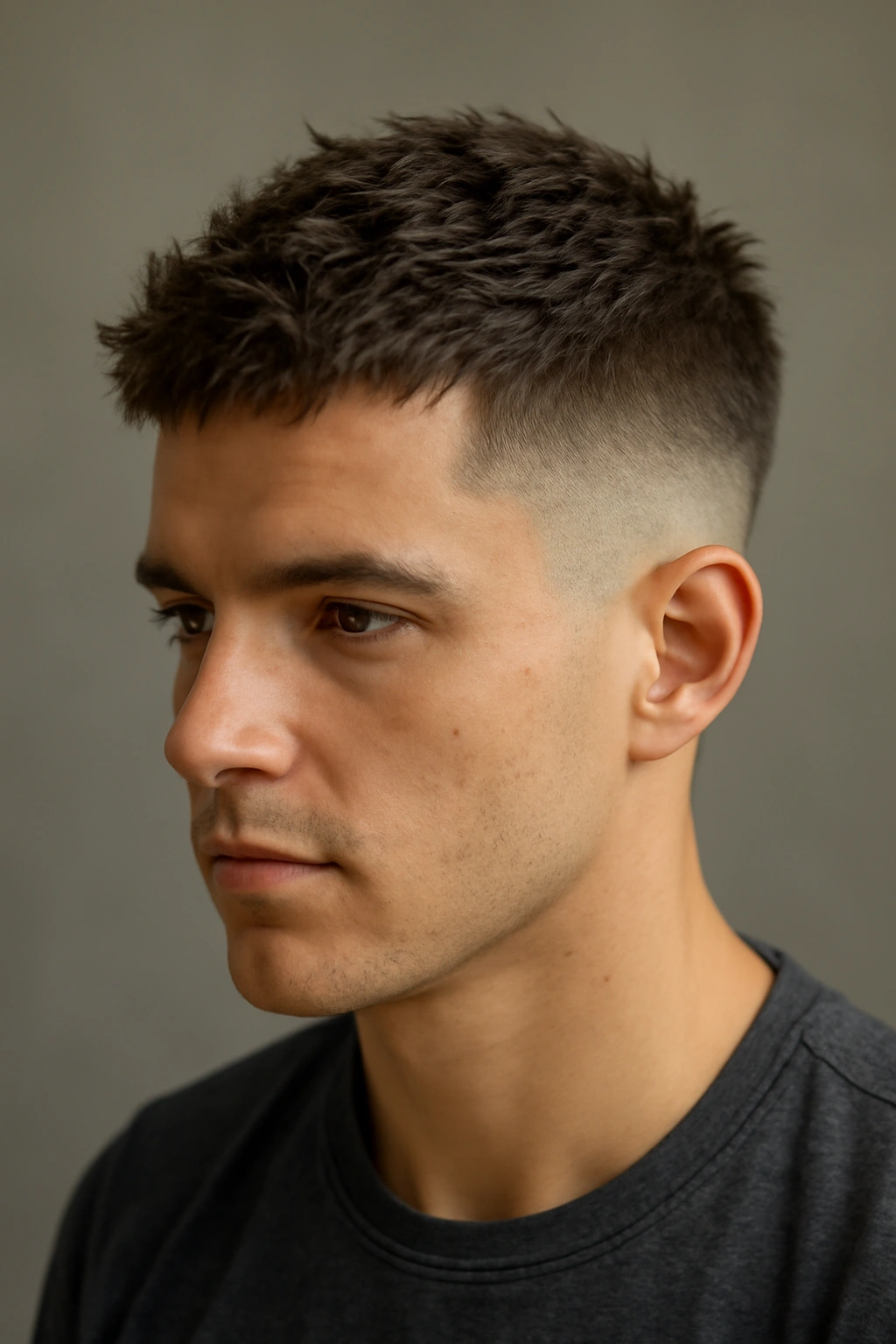 10 Quick Short Hairstyles for Busy Mornings 10 Close-up of a textured crop fade hairstyle with short sides and textured top