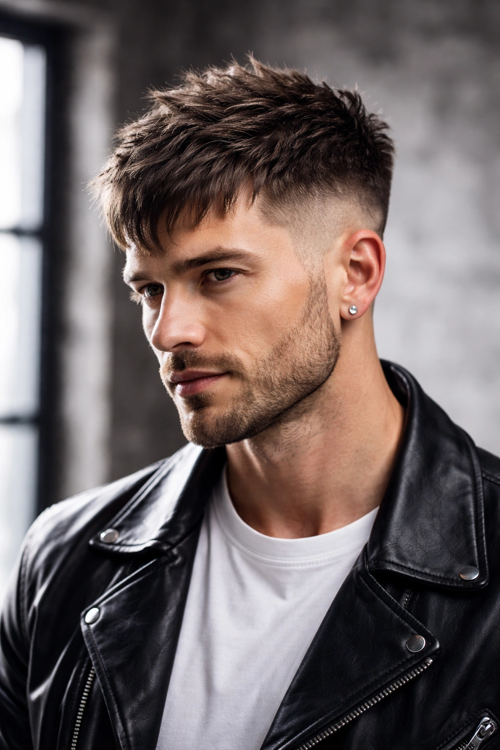Edgy textured crop with fringe and mid fade