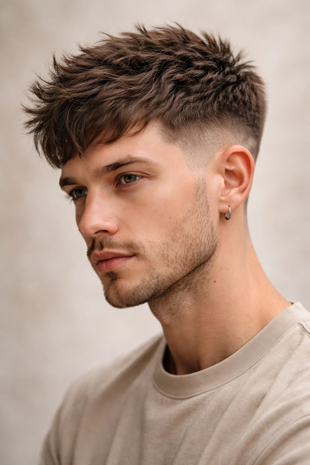 10 Short Haircuts That Work With A Small Forehead 2 Close-up portrait of textured crop hairstyle with layered top