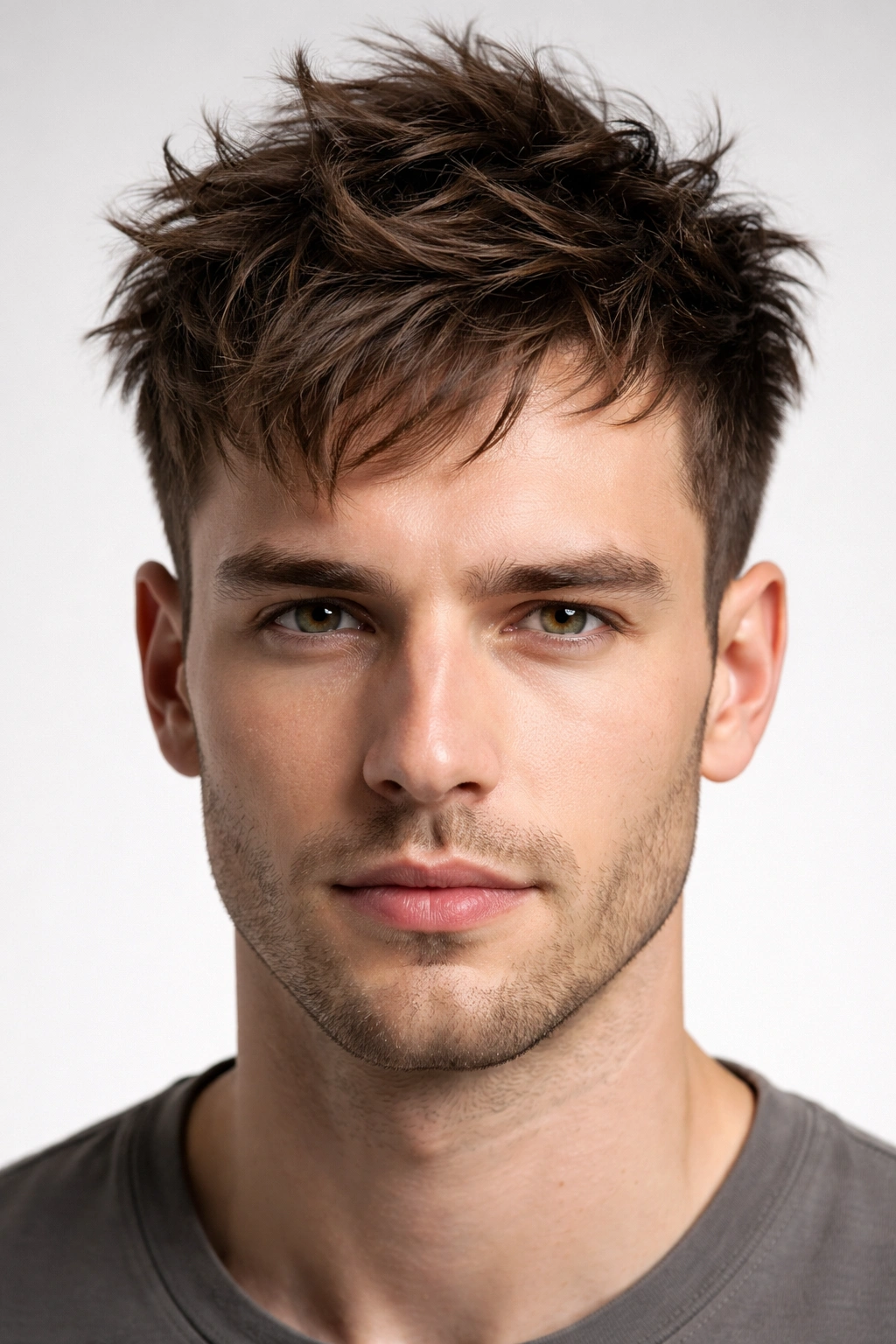 Male head with textured crop showing messy, intentional texture