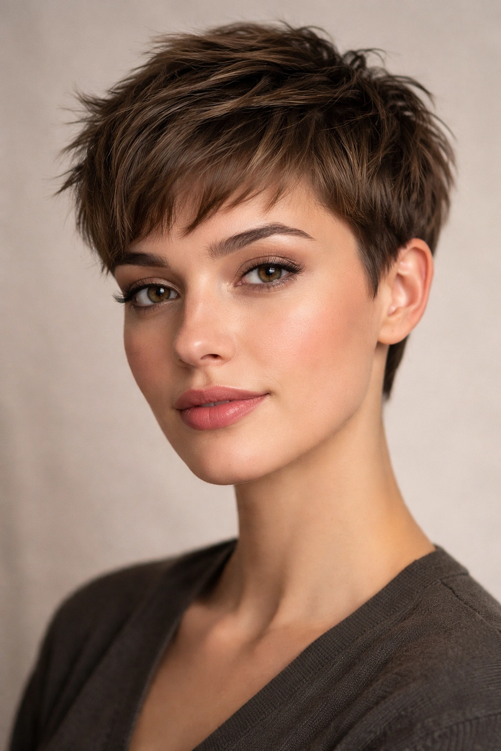 Close-up of a textured short crop with choppy layers