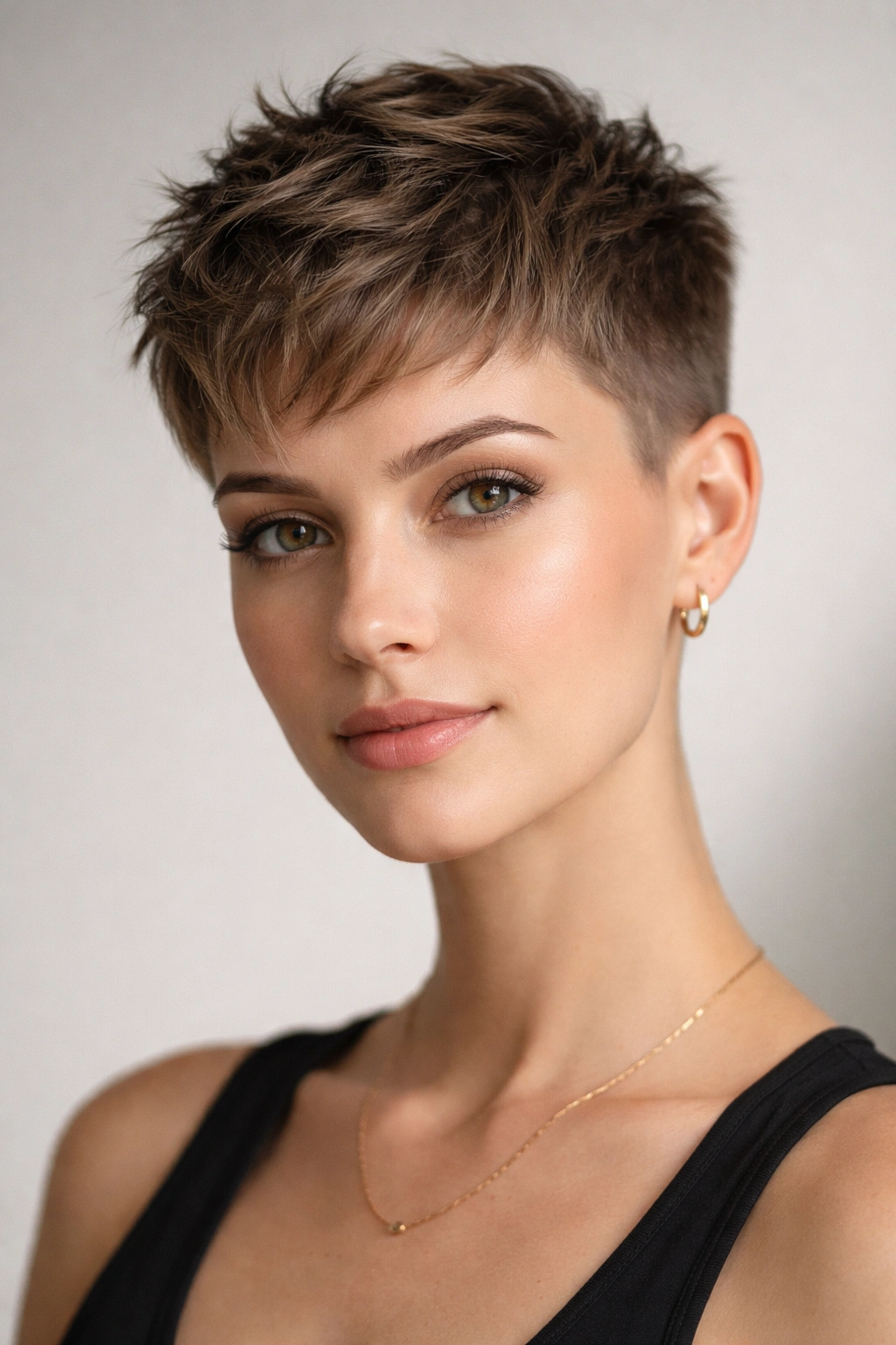 15 Short Haircuts That Look Great On An Oval Face 4 Model with a short textured crop and faded sides