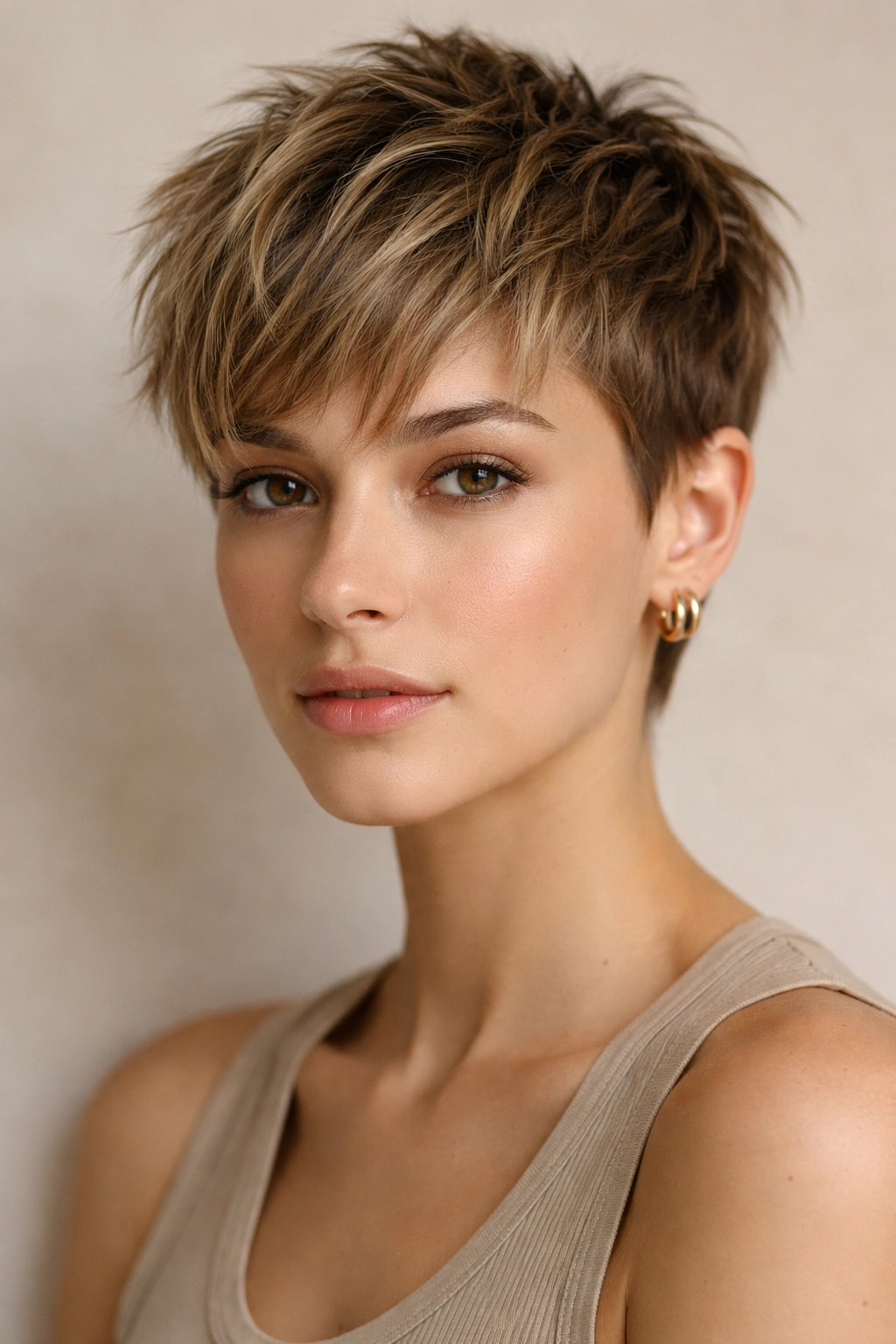 Going Super Short 15 Bold Haircuts To Consider 6 Portrait of The Textured Crop showing choppy layers and texture.
