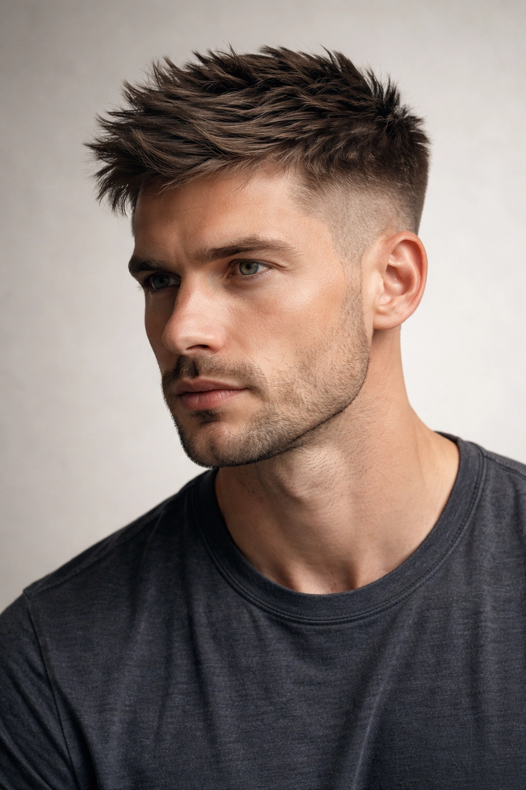 Man with textured crop haircut showing movement and matte finish