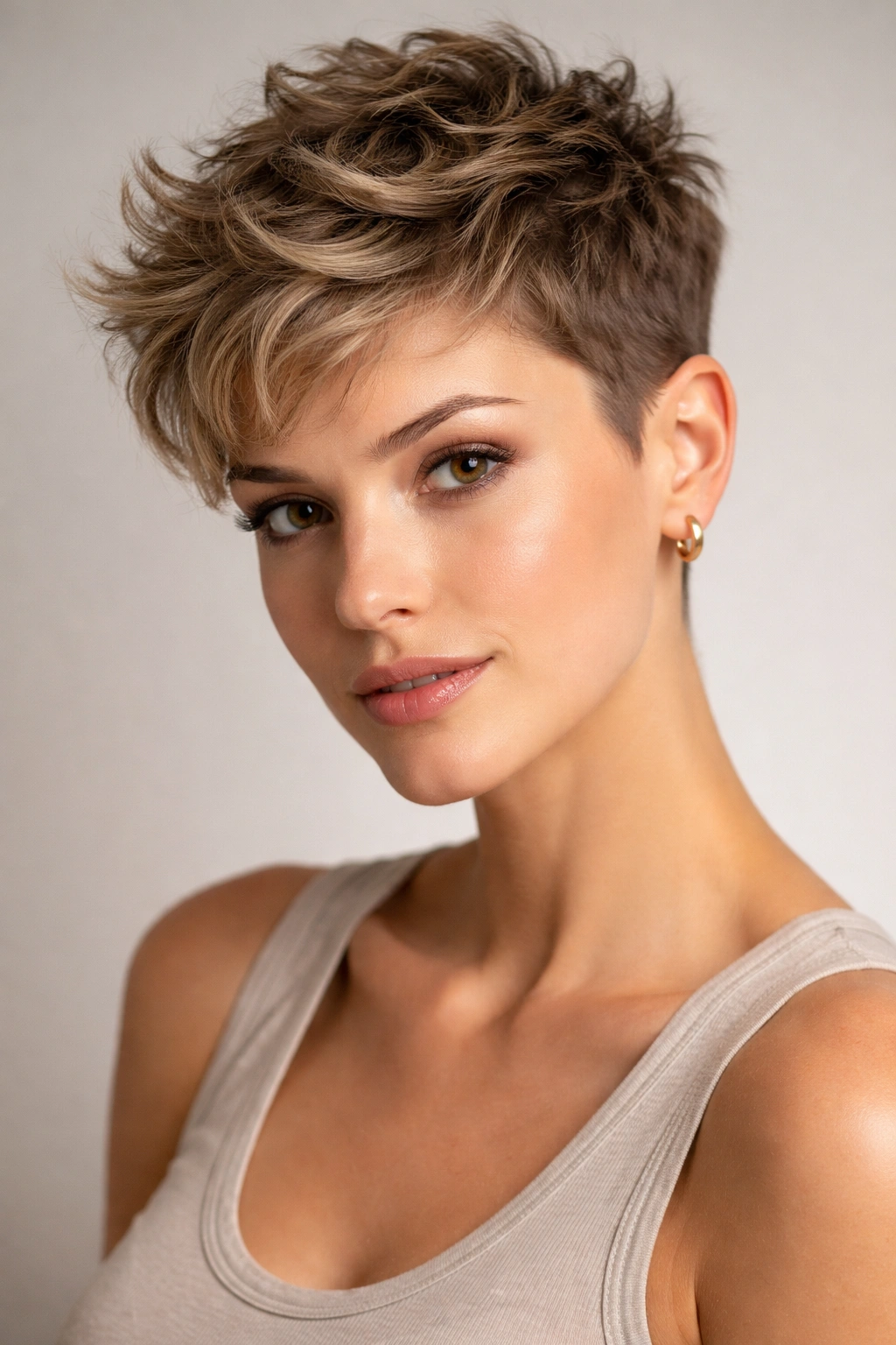 Textured crop with longer top sections showing layered texture and crown volume