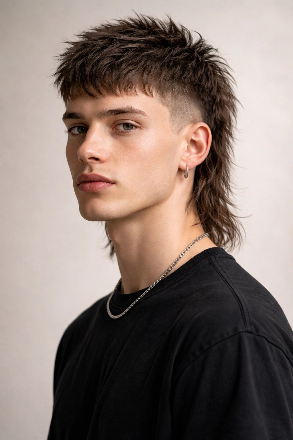 Portrait of textured crop mullet with short top and longer back