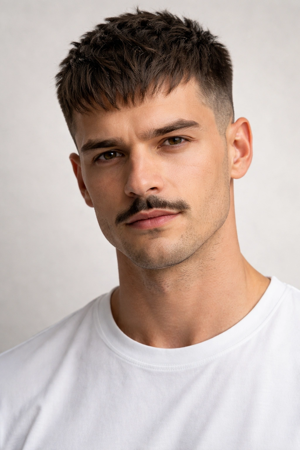 Portrait of textured crop with pencil mustache