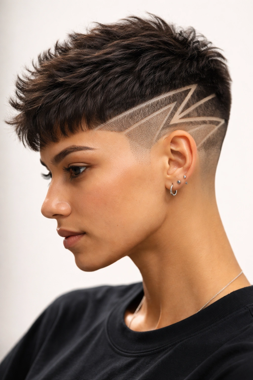 Textured crop with shaved designs on the sides