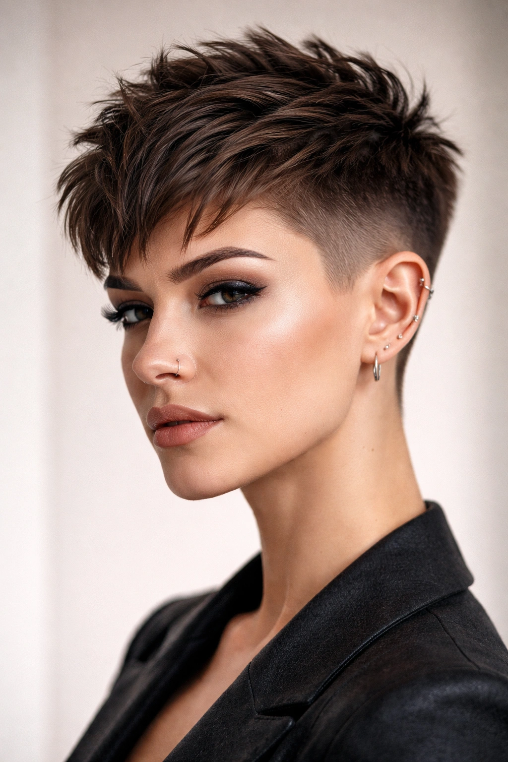 Textured crop with shaved undercut blend showing seamless transition between top and sides.