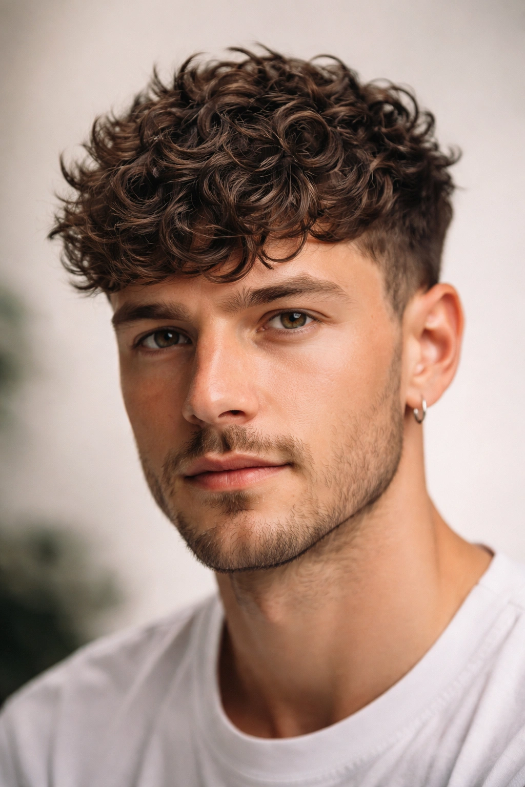 Short curly hair with a textured crop showing pronounced texture
