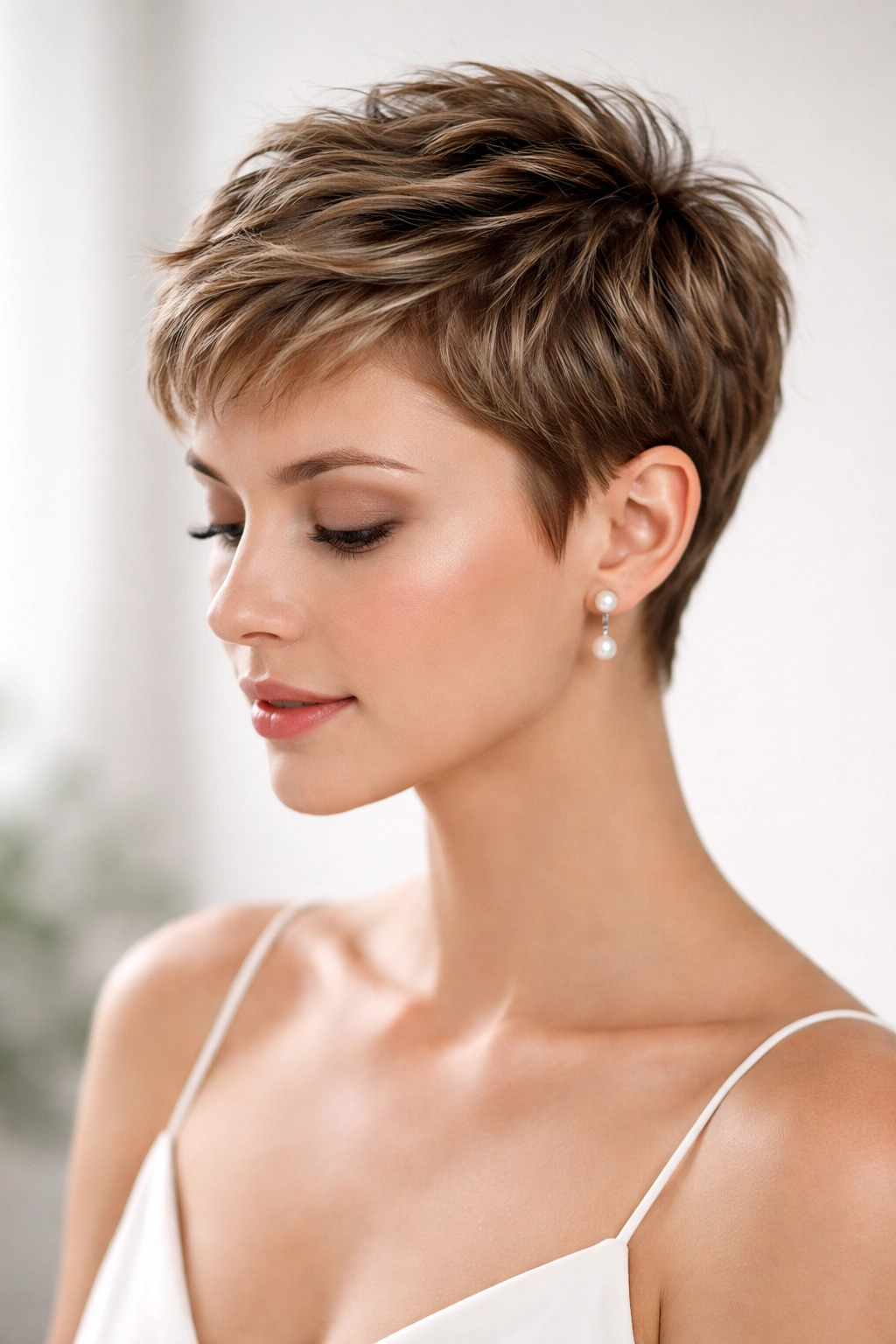 Ultra-short textured crop with crown lift on short hair