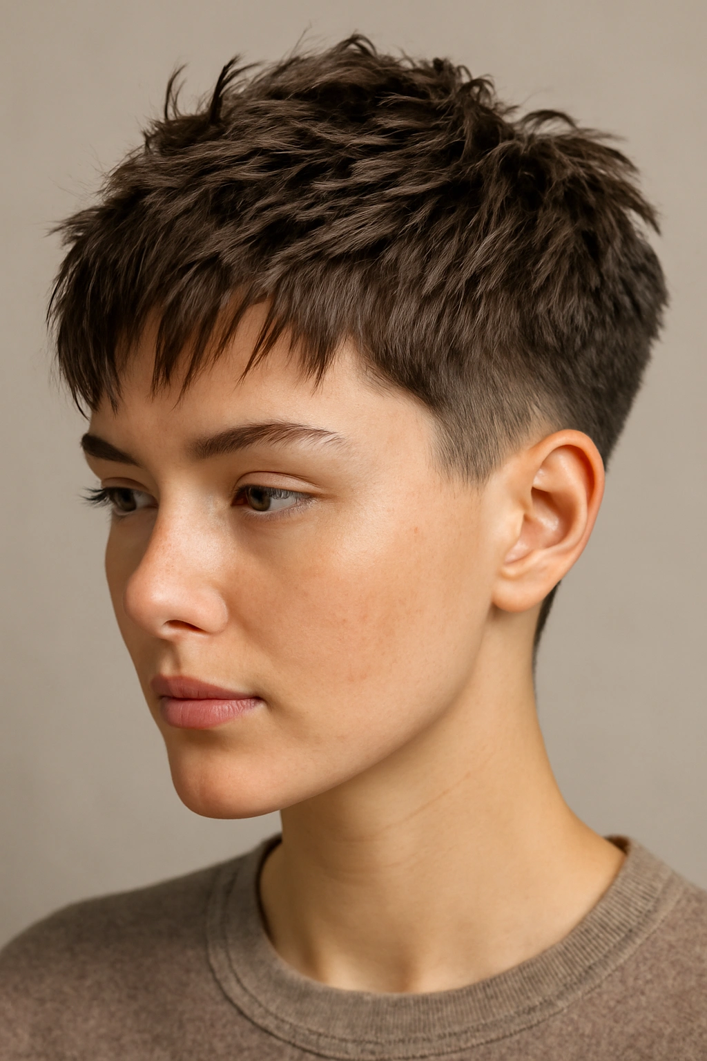 Close-up of a short textured crop with choppy layers