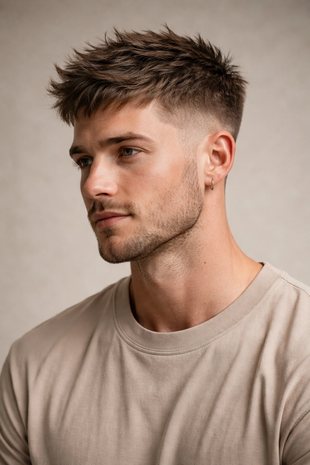 20 Really Short Haircuts Anyone Can Pull Off 9 Head-and-shoulders portrait of a person with a textured crop featuring a longer top