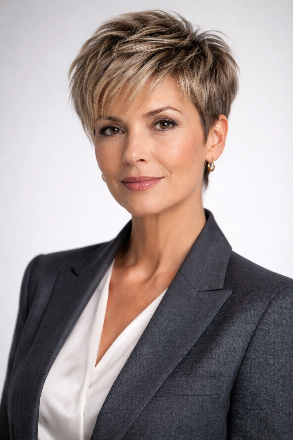 Textured crop with tapered sides hairstyle on a professional woman