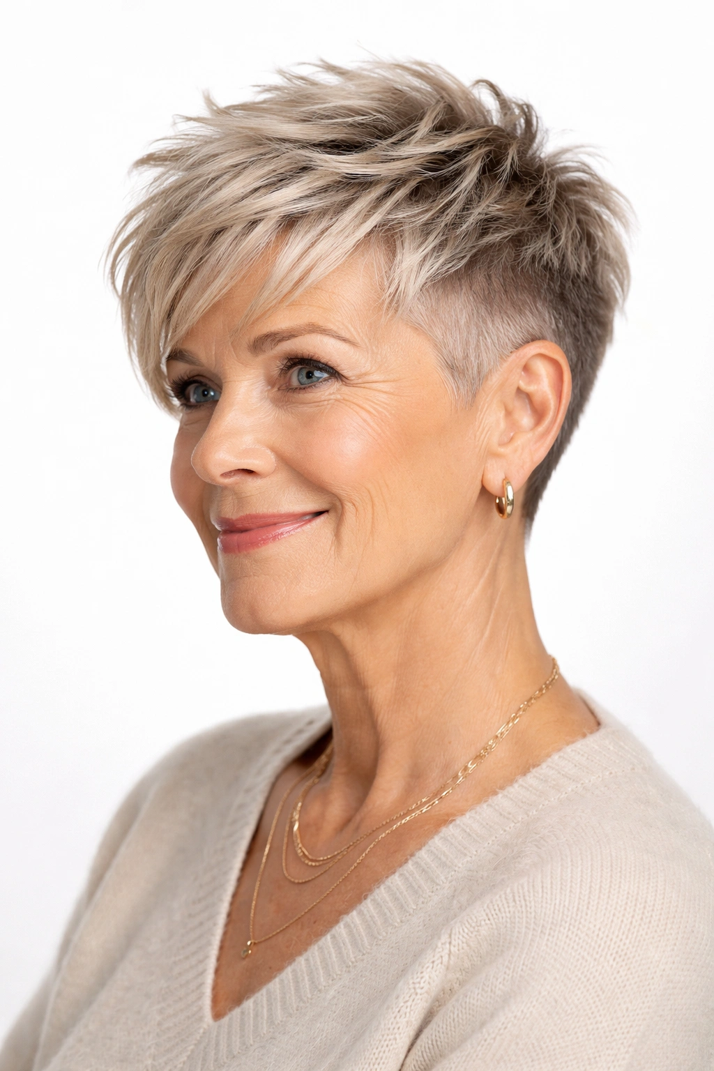Textured crop with undercut showing contrast between top and sides
