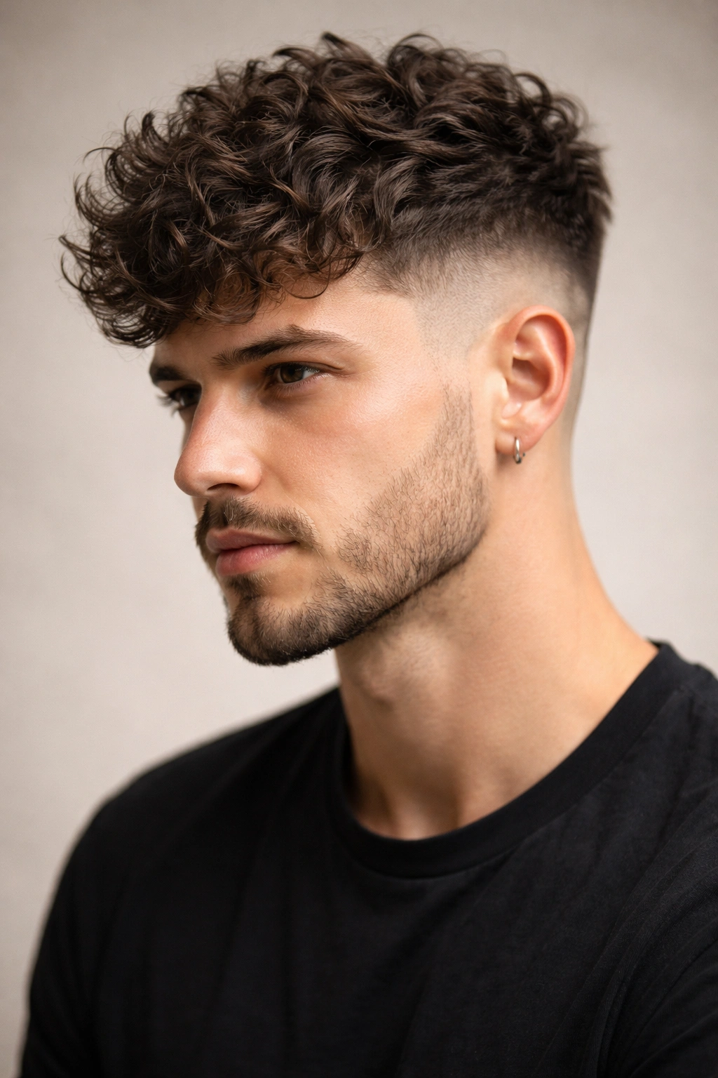 18 Short Layered Cuts Made For Curly Hair 13 Close-up of a head with textured crop and undercut fade, showcasing curl texture