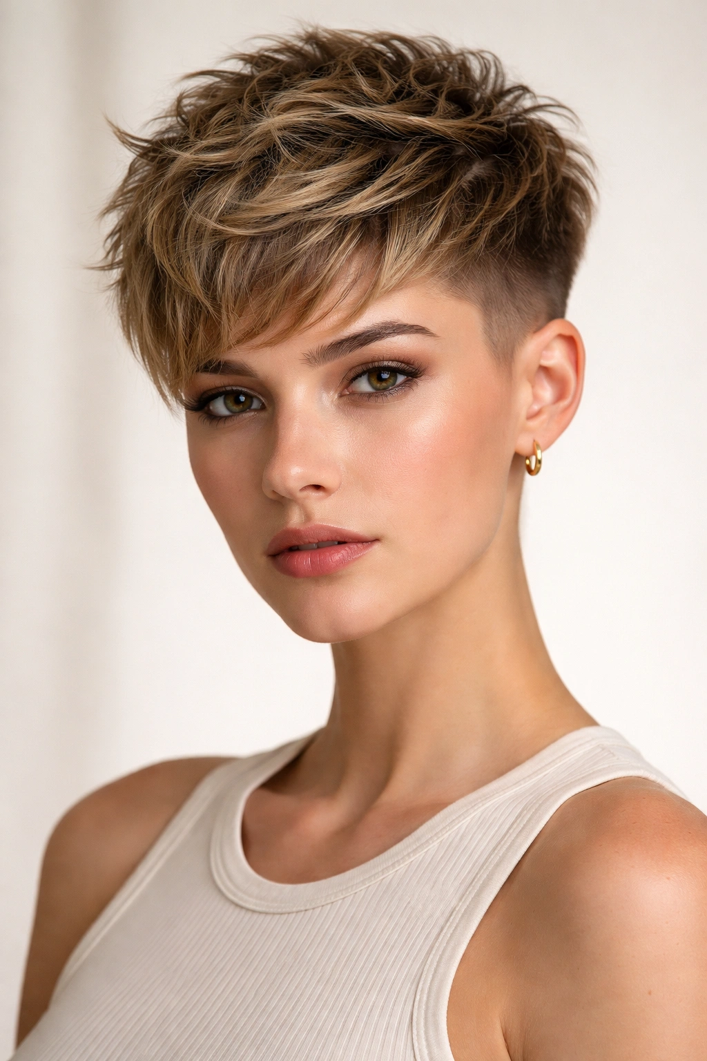 15 Haircuts Designed For Long And Narrow Faces 8 Textured crop top with undercut showing crown volume and shaved sides