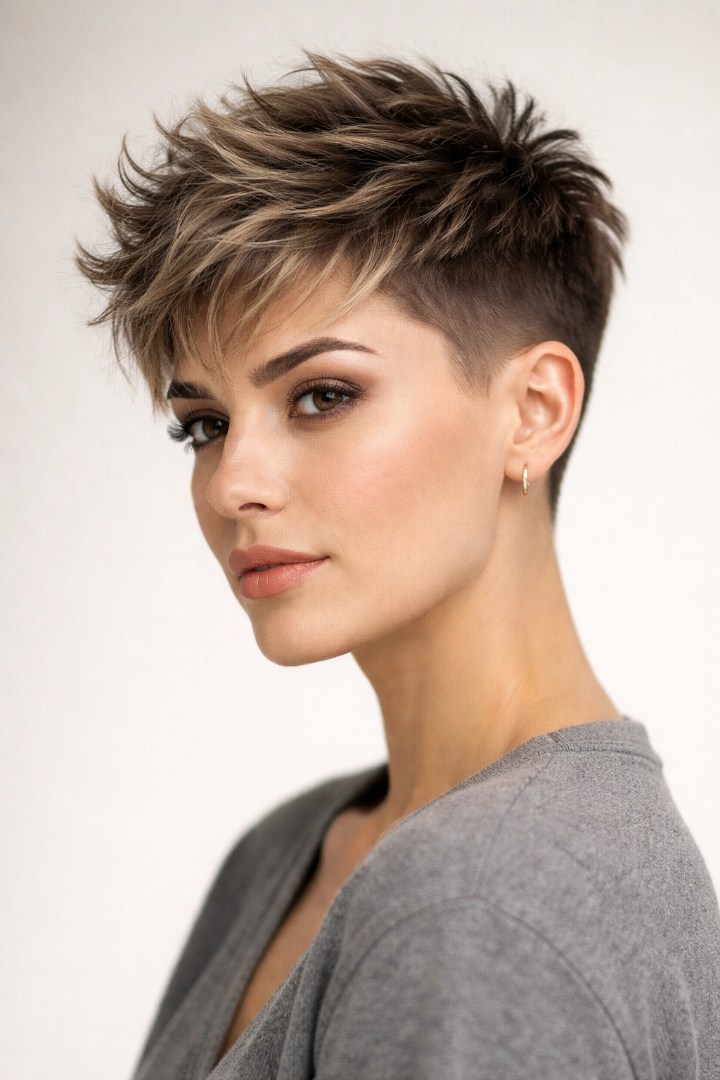 30 Short Haircuts Women Swear By And Rebook 27 Textured crown with clean sides hairstyle on model showing top texture and faded sides