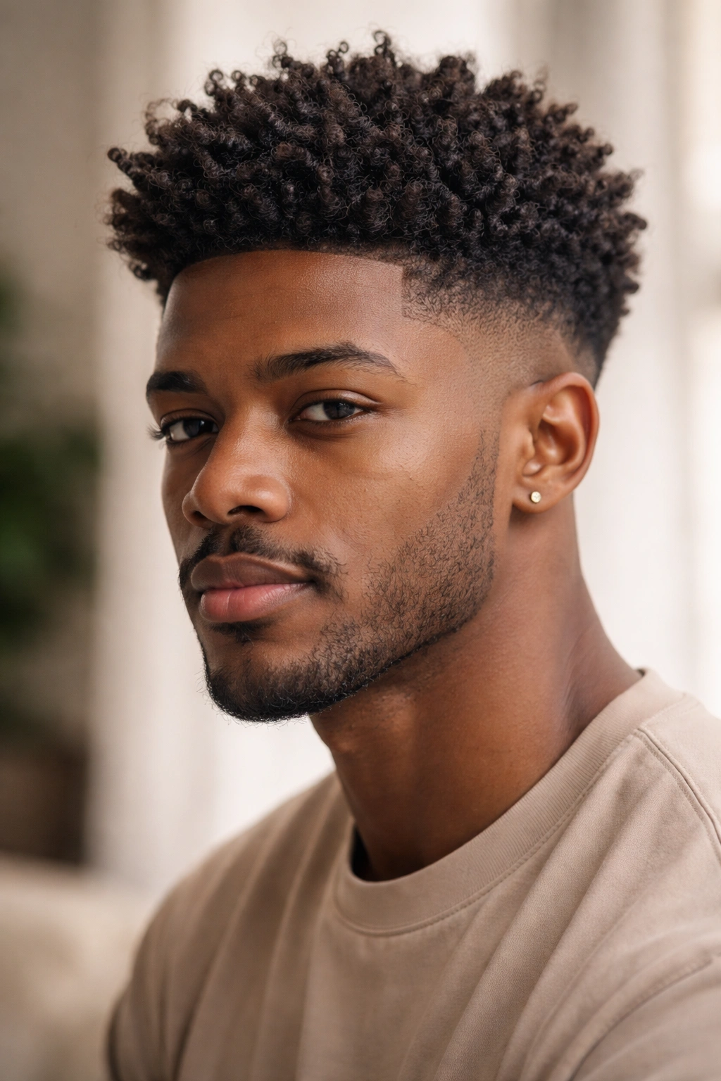 15 Short Afro Hairstyles That Look Absolutely Gorgeous 15 Full-head view of a textured crown afro with a natural fade on the sides