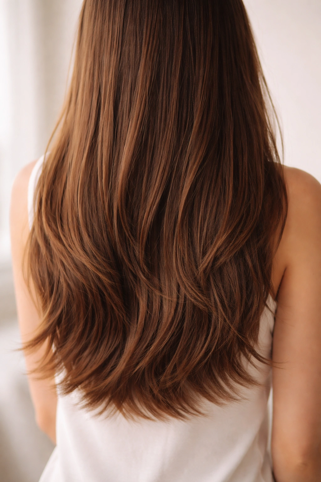 25 Long Haircuts For Women With Every Hair Type 18 Close-up of long hair showing textured ends with minimal layers at the bottom